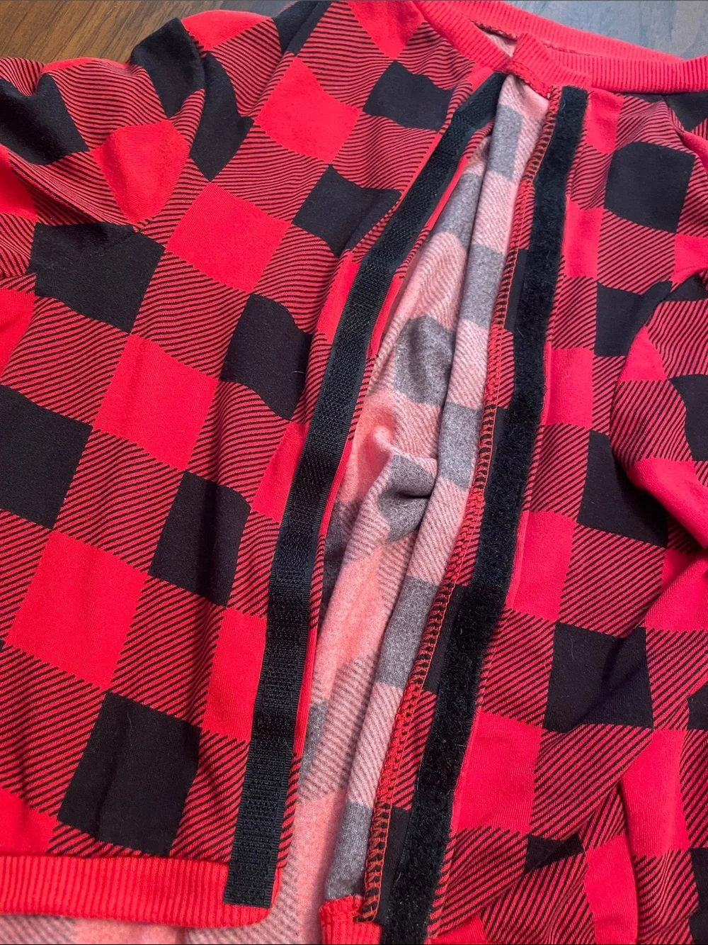 Red & Black Buffalo Plaid Dog Tee - Cozy Velcro closure C33